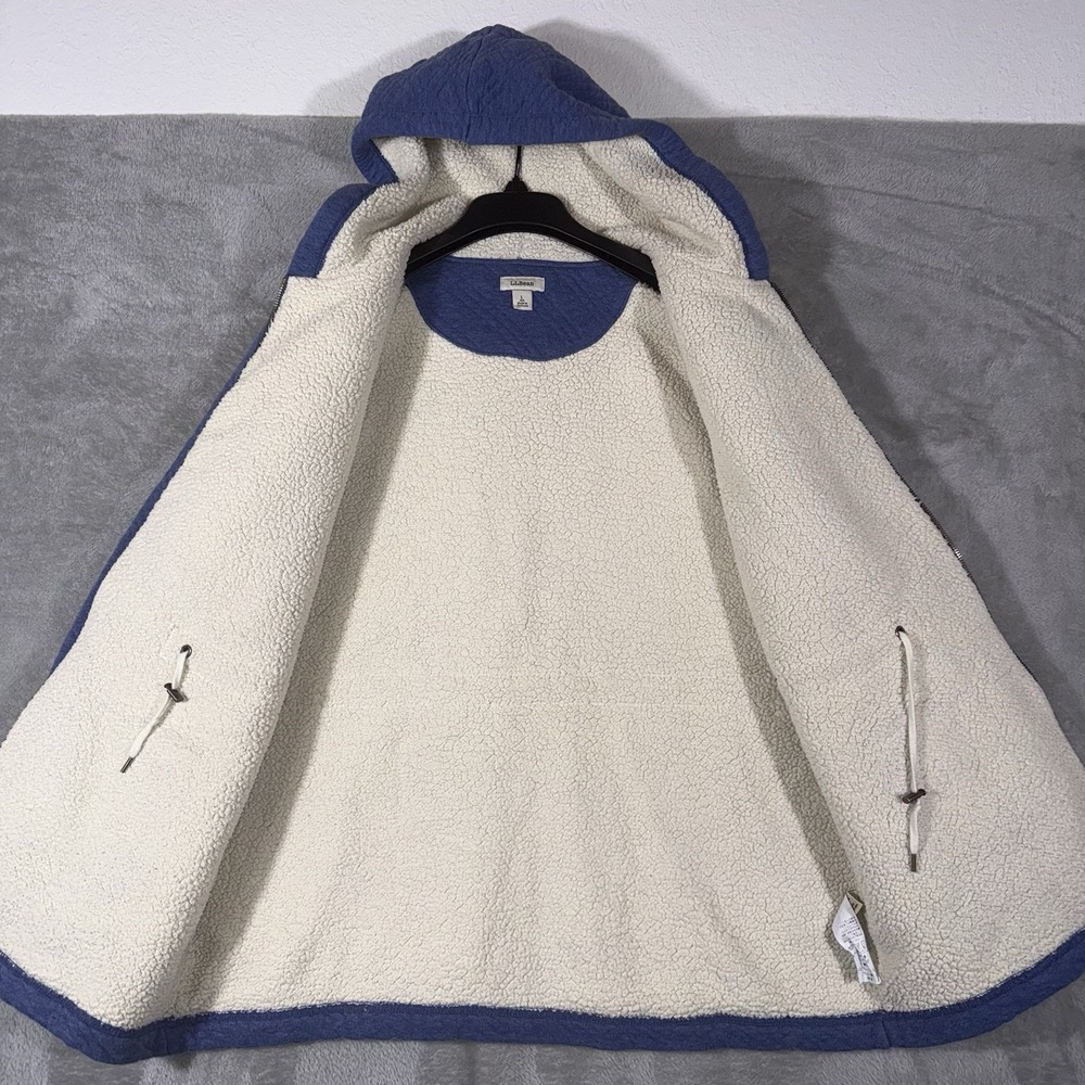 L.L. Bean Jacket Womens Light Blue Sherpa Lined Quilted Fleece Zip Classic - Picture 7 of 9